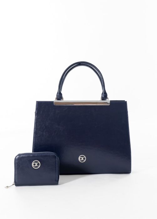 Set – Classe Handtasche – Blu Notte/Argento + Geldbörse Set – Classe Handtasche – Blu Notte/Argento + Geldbörse